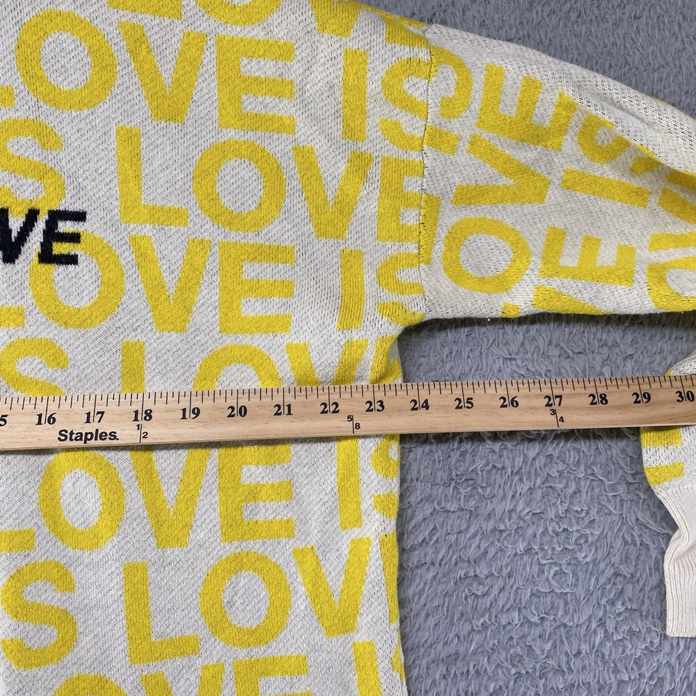 Spiritual Gangster Sweater Womens Large Yellow Love Is Love Graphic Cashmere - Picture 6 of 13